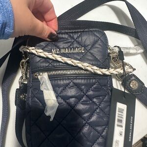 MZ Wallace Micro Crosby Dark Blue Quilted Crossbody Bag NWT